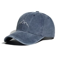 Berretto da baseball blu navy lavato con ricamo minimalista di montagne bianche - Blu navy