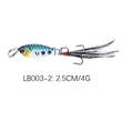 Detailed macro view of LB003-2 micro lure with 2.5cm blue scales and feather treble hook - Blue Silver Gradient (No. 2)