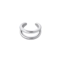 Minimalist double layer silver ear cuff in polished 18k finish for a stylish look - 30 (Silver Double Layer Minimalist) / Single Piece