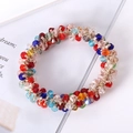 Close-up of colorful crystal beaded hair tie with handcrafted woven texture details - 12# Colorful Crystal Beaded Hair Tie