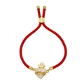 Adjustable red rope bracelet with golden sacred heart pendant and crucifix detail - White