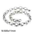 Silver hip hop chunky chain necklace in O-link style, size N: 500x11mm, stainless steel - 500*11mm Necklace / Steel