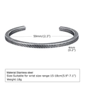 Detail view of vintage twist stainless steel cuff bracelet with 59mm inner diameter dimensions - B-505 Textured Slim