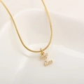 Gold plated initial necklace with Z pendant and micro-set cubic zirconia on snake chain - Letter Z(XN-05-Z) / Gold