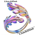 Macro detail of rainbow leaf ring with measurements 2.2cm length and 1.7cm diameter - Rainbow