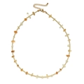 Collana con pietre irregolari colorate, perle dorate e chiusura a moschettone - Giallo Erba