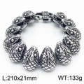 Hip hop vintage silver stainless steel snake head chain bracelet for men with retro finish - Retro Silver Linked Snake Head Sections Style (钢色KB168629-KJX)