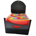 Black expanding file folder with 12 colorful multi-layer pockets and tab dividers - Black Edging Zipper Mesh Bag [25 Grids]
