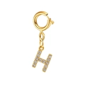 Double-layered gold snake chain necklace with a cubic zirconia H-letter pendant charm - Gold Spring Clasp + Initial H Pendant
