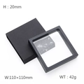 Black square jewelry PE film suspension box with outer sleeve 110x110x20mm size - Black Square Suspension Box (KQP345)