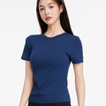Nauwsluitend donkerblauw sport-T-shirt met ademende stof voor yoga en hardlopen - S / Donkerblauw