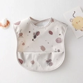 Waterproof baby bib with coffee polka dots and wings, featuring a spill pocket - Pu No-wash Scarf - Hickory / One Size