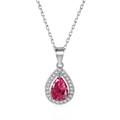 Collana in argento S925 con ciondolo in zirconia rosa a forma di pera e micro-pave - Argento 925 / Rosa Rosso
