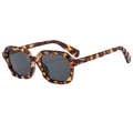 Retro tortoise shell square frame sunglasses with dark grey UV protective lenses - Tortoise Frame Black Grey Lens