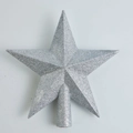Sparkling silver glitter star tree topper for Christmas decoration with secure base - Small (20CM) / Silver