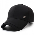 Casquette de baseball classique noire en coton avec logo F métallique sur le côté - Réglable / Noir