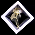 Elegant gold flower brooch with white pearl and rhinestones in square gift box - Gold Floral Style (XZ143)
