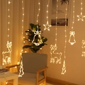 Warm white LED curtain lights with reindeer and star shapes for festive home decor - Christmas Combination 9 Hangings (Warm White)