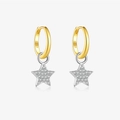 Elegante S925 sterling zilveren oorringen met gouden finish en zirkoon sterhanger - 925 zilver / Sterhanger
