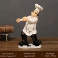 European chef figurine wine holder in resin with black and white checkered base stand - Wine Holding Chef