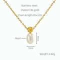 Dettagli della collana in acciaio inossidabile 18k con pendente a perla da 9x7mm - Oro 18K / Oro