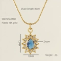 18K gold plated stainless steel double layer necklace with blue zircon sunflower - Sunflower / Blue