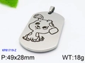 Dog zodiac stainless steel military tag pendant with matte finish and 49x28mm dimensions - Large Dog (KP81719-Z)