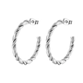 Boucles d'oreilles créoles en acier inoxydable argenté torsadé pour femme sur fond blanc - Couleur Acier Double Torsadé Forme C