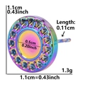 Rainbow stainless steel stud earring with dimensions 1.1cm diameter and 1.3g weight detail - Round Texture (D10-R-Rainbow)