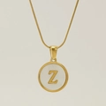 18K gold stainless steel snake chain necklace with shell pendant featuring letter Z - Letter Z