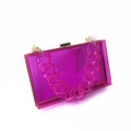 Detail of fuchsia acrylic handbag with matching chunky chain strap and gold clasp - Amethyst