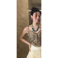 Collier double couche en acrylique avec perles irrégulières bleues et vertes pour femmes - Vert