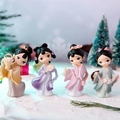 Set of four cute girl figurines in colorful Hanfu dresses for traditional home decor - 1142-3 Small Styles Set