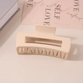 Matte beige rectangular hair claw clip with hollow design and strong grip for women - #13 Apricot Matte - 10.5cm / Bulk (No Packaging)