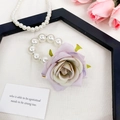 Elegant set with pink rose fabric flower pearl bracelet and matching pearl necklace charm - 8cm Rose / Pink Purple Rose
