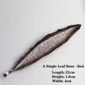 Leaf-shaped bronze incense holder tray with detailed veins, dimensions 21x4x1.8cm - Red Bronze Leaf