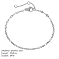 Minimalist silver stainless steel lace chain anklet with adjustable clasp and 20+3cm length - 20+3CM / Steel