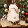 White plush Christmas angel girl hanging doll with gold sequins and reindeer horns - White Angel Pendant (K-TS176)