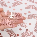 Rose gold Happy Birthday confetti set with metallic round foil pieces for party decor - 100 Pieces / Rose Gold + Circles