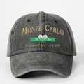 Cappellino da baseball grigio lavato vintage con ricamo Monte Carlo tennis club retrò - Taglia unica / Nero