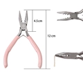 Pink needle-nose jewelry pliers for DIY crafting, 12cm length with precision steel head - Pink Handle 3-Hole Steel Pliers (Serrated)