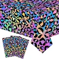 Holografische Leoparden-Tischdecke und Servietten Set mit Neon-Regenbogen-Sternenmuster - Holographische Leoparden Tischdecke 137*274