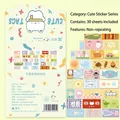Set of 30 cute Korean-style sticker labels featuring animals and food for journals - XCC041 Cute Labels - 30 Sheets/Pack