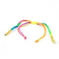 Adjustable rainbow braided cord bracelet with polished gold metallic beads - Adjustable Braided Style / Colorful