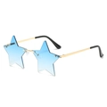 Star-shaped rimless sunglasses with gradient blue lenses and gold metal frames - Gold Frame Gradient Blue Lens
