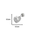 Silver heart zirconia stud earring measuring 0.5cm with screw back closure - Silver-Tone Clear Zirconia Style (No. 1 Silver)