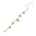 Golden sea style bracelet featuring turquoise beads and a delicate fish pendant charm - 4# Sea Fish