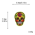 Yellow Mexican Sugar Skull embroidery patch with red rose and sunflower eye details - 10651-Yellow Sugar Skull