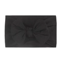 Soft black nylon baby headband with a large handmade bow decoration for infants - Black
