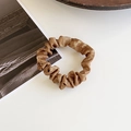 French vintage bronze silk scrunchie with pleated texture and metallic luster - Small / Caramel color